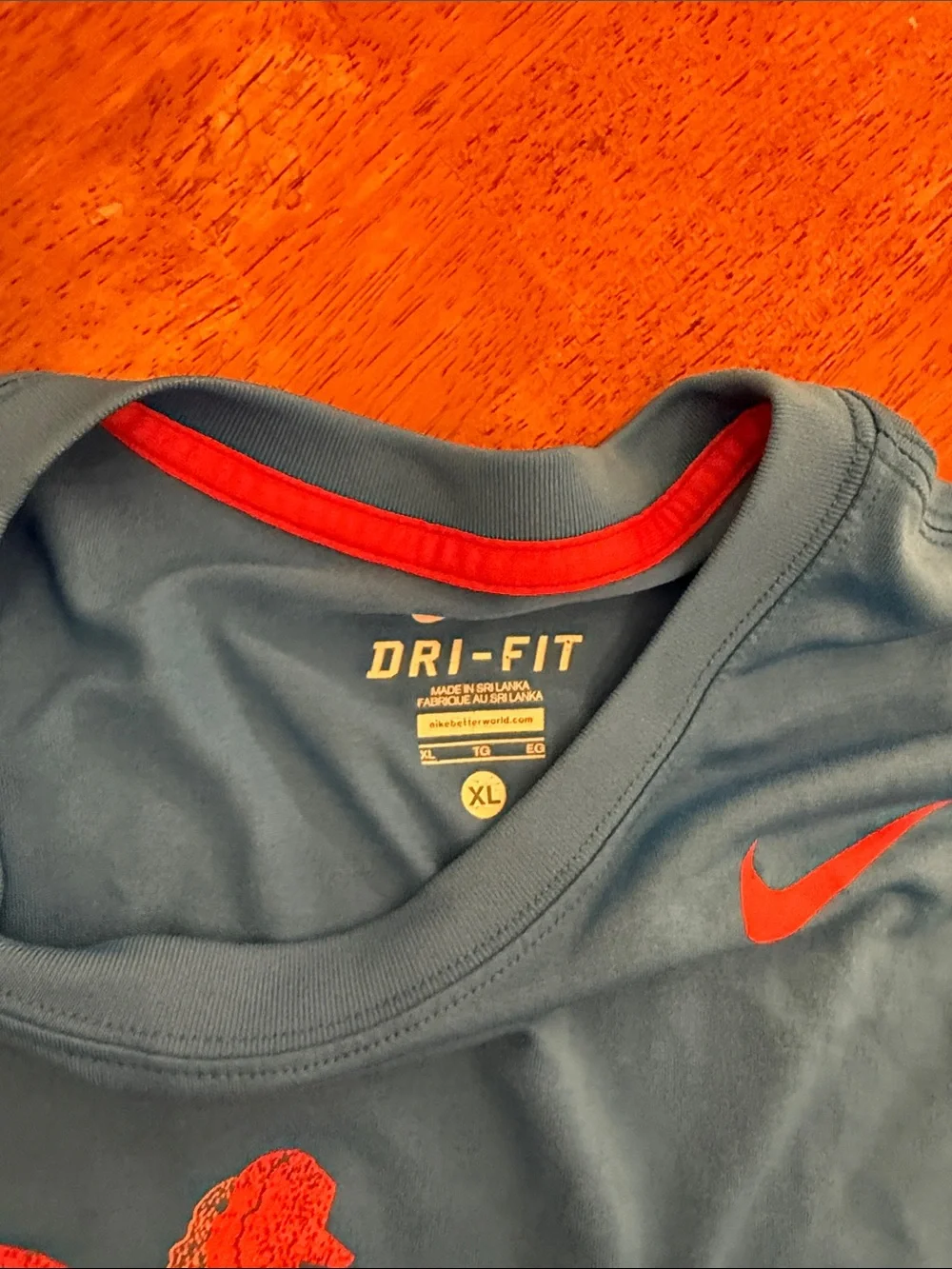 Nike Blue Short-Sleeve Dri-FIT Tee with Red Graphic